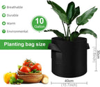 150-Pack 10 Gallon Grow Bags Bulk, Heavy Duty Thickened Nonwoven Fabric Pots with Handles, Felt Breathable Planter Bag, Garden Growing Bag for Vegetable Flower Plants Fruits, Black