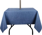 Outdoor Tablecloth Wrinkle-Free Stain Resistant Waterproof Polyester Fabric Table Cover with Umbrella Hole for Picnic/Party/Dinner/Patio Garden(60×60inch Square,Zippered,Denim Blue)