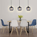 Gray Glass Pendant Lights Kitchen Island Lighting Globe Pendant Light Fixtures Modern Pendant Lighting for Kitchen Island Bedroom Living Dining Room Light Fixture-9.8in,2Pack