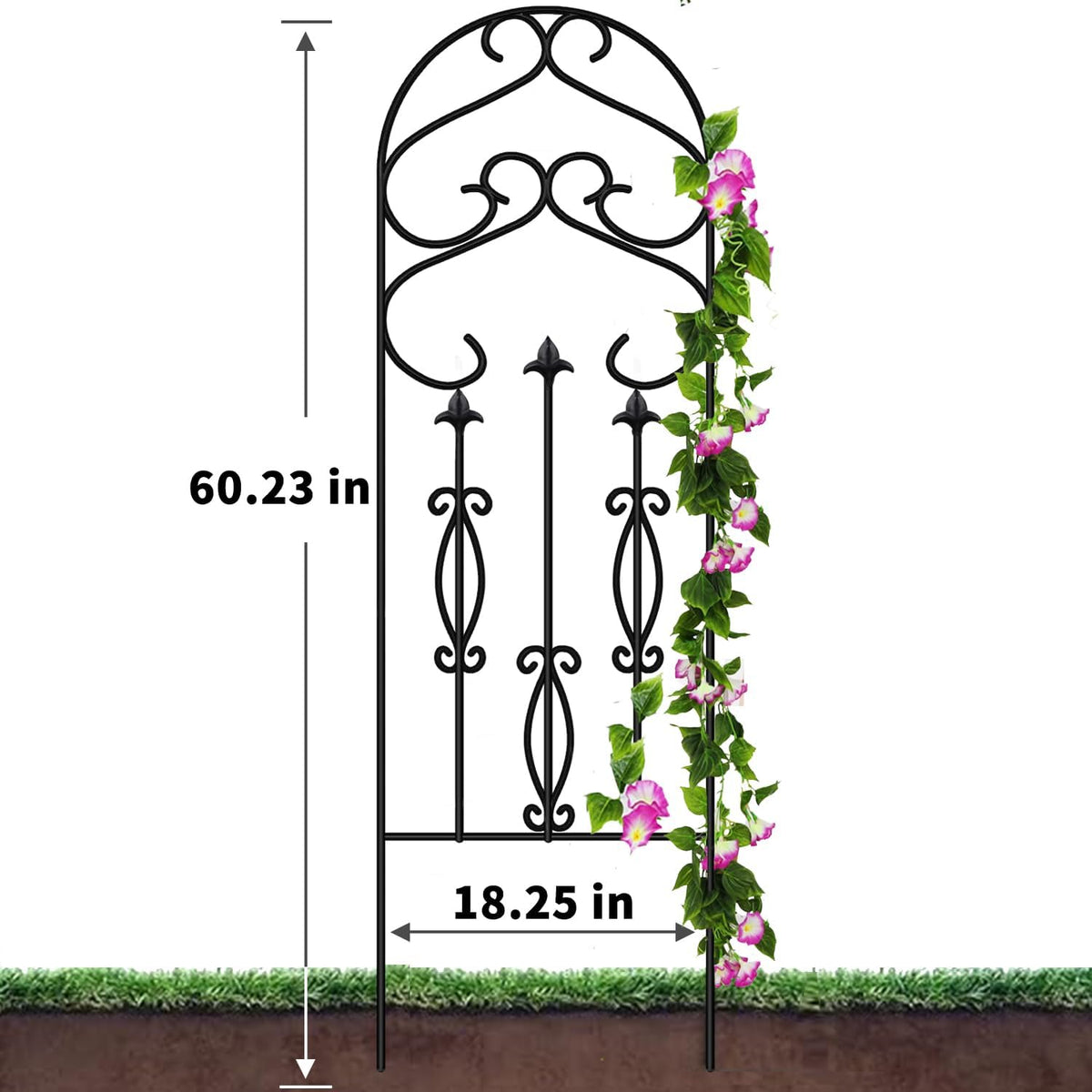AMAGABELI Garden & Home 4 Pack 60" x 18" Metal Garden Trellis for Climbing Plants Outdoor Climbing Rose Trellis Rustproof Plant Vines Flower Vegetable Trellis for Potted Plants Support Black