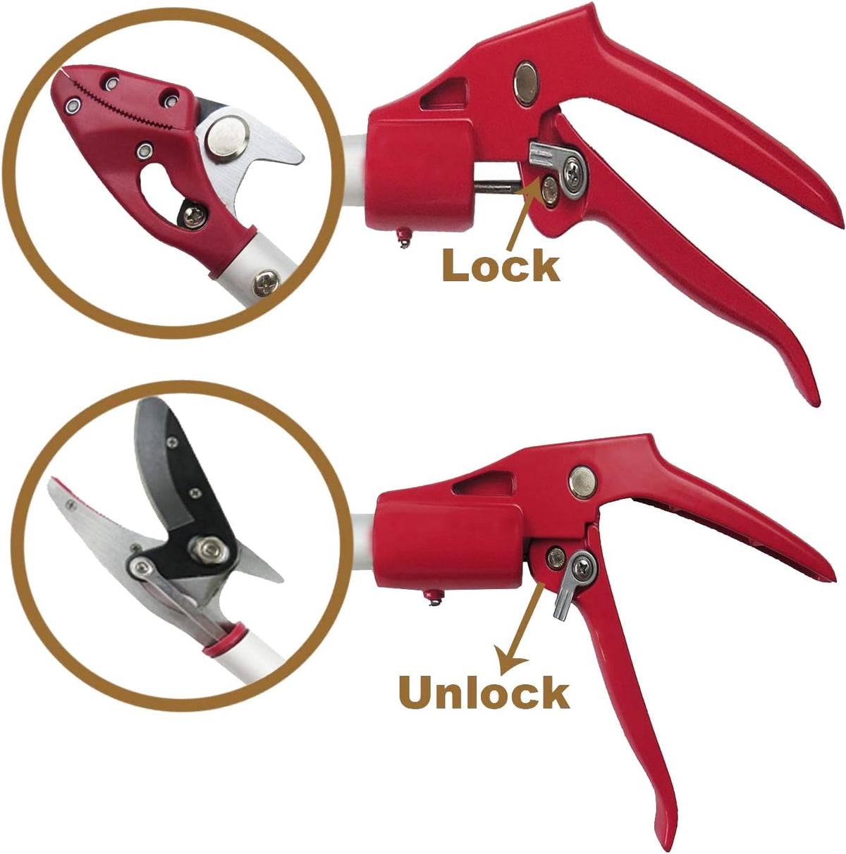 6 Feet Cut and Hold Tree Pruner, Rotation Pole Tree Trimming, Long Reach Fruit Picker, Branches Bypass Lopper