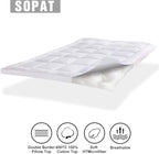 SOPAT Extra Thick Mattress Topper Twin 400TC Cotton Pillow Top Breathable Mattress Pad Protector with 8-22" Deep Pocket Soft Down Alternative Fill Mattress Cover (39x75 Inches, White)