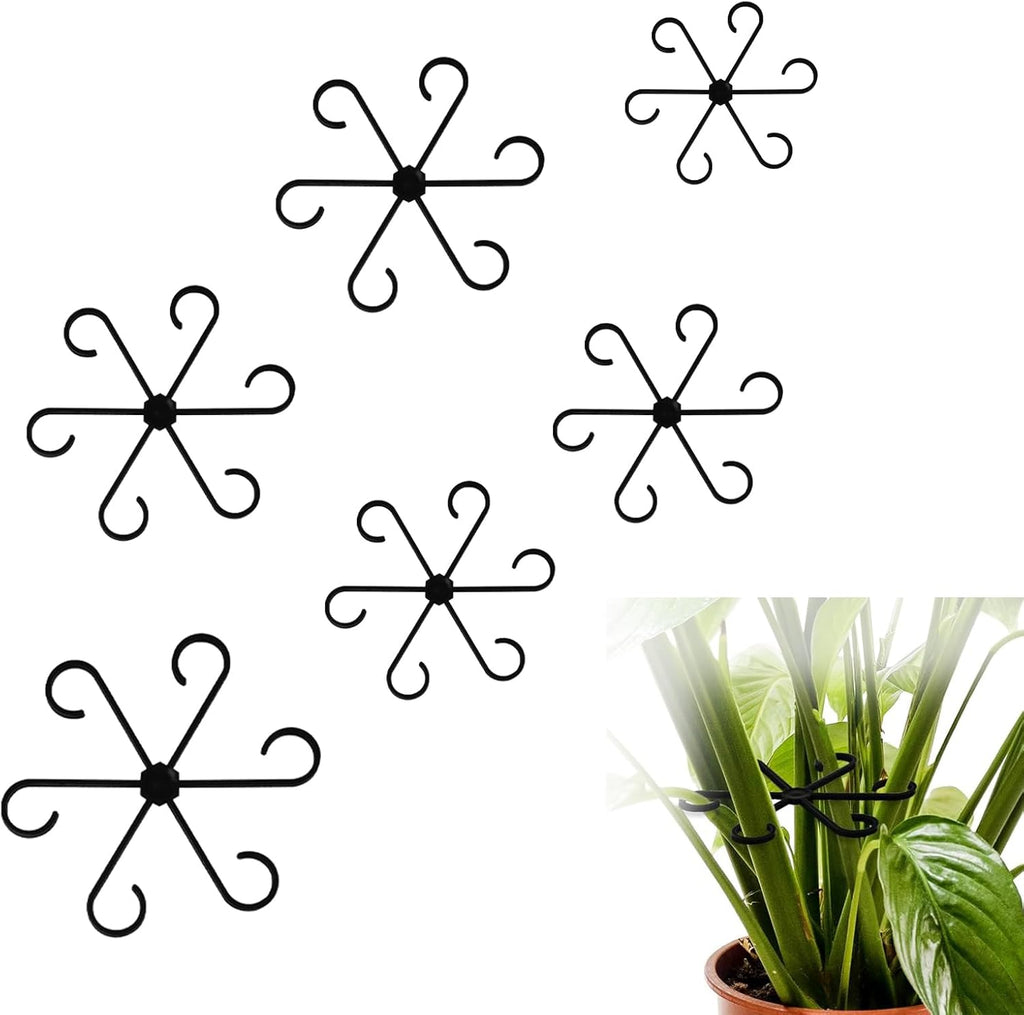 6pcs Climbing Houseplant Stem Supports,Plant stem Support Indoor Outdoor Use,Stem Hook Growth Accessories for Plant Garden, Promotes Upright Growth and Airflow(Black)