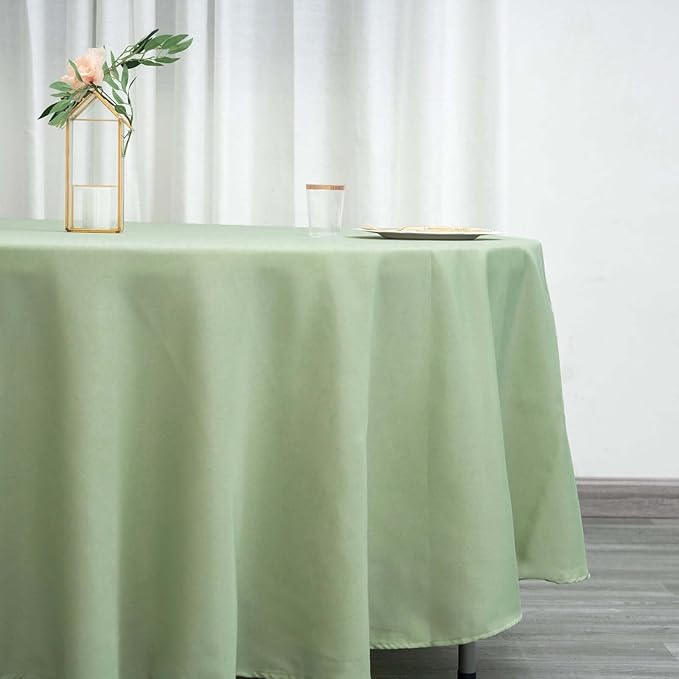 Efavormart Round Tablecloth, 108 Inch Stain & Wrinkle Resistant Washable Table Cloth, Decorative Polyester Fabric Table Cover for Banquet, Wedding, Dining- Sage Green
