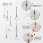 cenzoz 5-Lights Modern Pendant Lights for Kitchen Island LED Dimmable Chandelier Crystal Glam Ceiling Pendant Lighting for Dining Room Hallway Bedroom Lamp Brushed Nickel