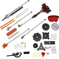 10 in 1 Garden Hedge Trimmer Combo, 52CC 2-Stroke Multi-Functional Garden Trimming Tool Gas Powered Long Reach Pole Saw Grass String Trimmer Brush Cutter Grass Wacker Weed Eater for Yard