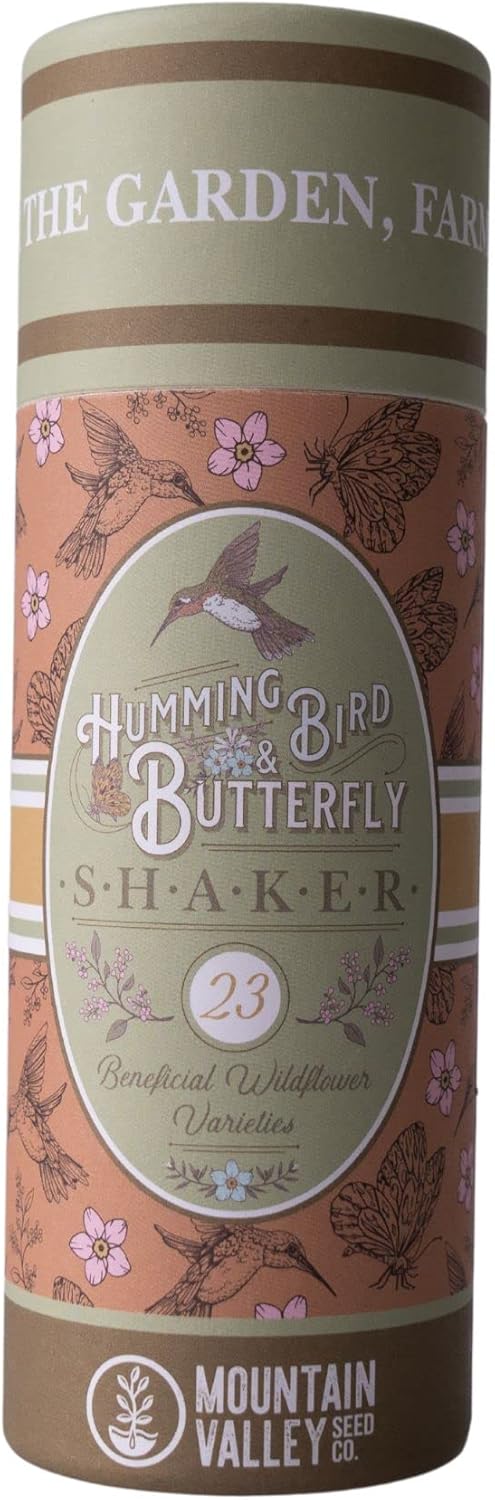 Wildflower Seeds Shaker - Hummingbird and Butterfly Mix - 100,000+ Wild Flower Seeds - in Beautiful Easy to Sow Seed Shaker - Attract Pollinators with These 23 Pure Non-GMO Varieties