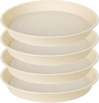 4 Pack of 18 19 inch Plant Saucer Drip Tray (16.6 inch Base), Heavy Duty Deep Plant Saucers for Pots, Plastic Flower Planter Water Trays for Indoors Outdoor (19", Beige)