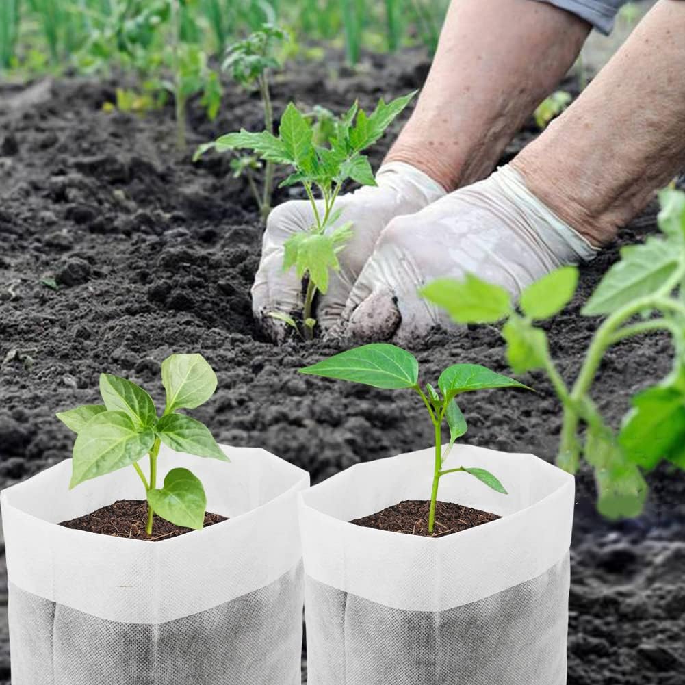 Belit Large Non-Woven Seedlings Grow Bag,50PCS (11.2"x10.2") Fabric Nursery Bags for Plants,Fabric Plant Pots for Planting,Gardening Transplanted Home Garden Supplies