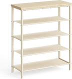 VASAGLE Shoe Rack, 5-Tier Shoe Storage Organizer for Entryway and Closet, Holds 12-16 Pairs of Shoes, 4 Fabric Shelves, Steel Frame, Modern, Natural Beige and Pearl White ULBS036K01