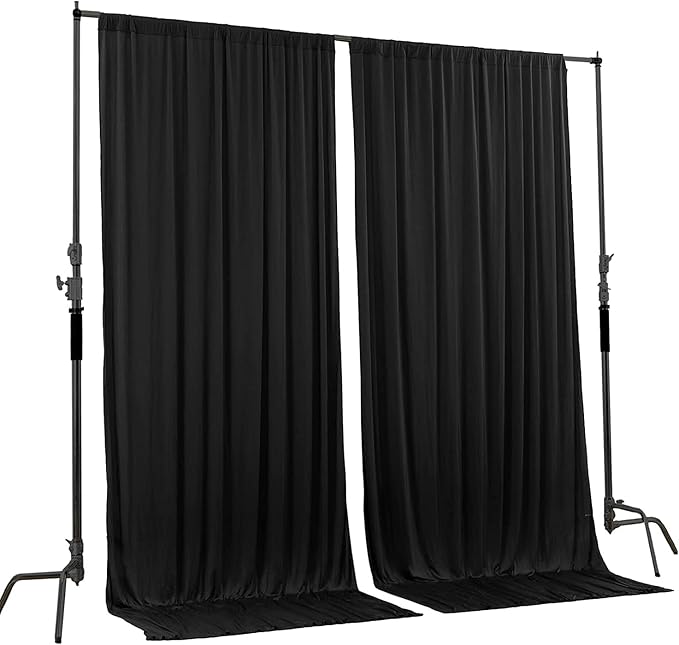 AK TRADING CO. 10 feet x 10 feet IFR Polyester Backdrop Drapes Curtains Panels with Rod Pockets - Wedding Ceremony Party Home Window Decorations - Black