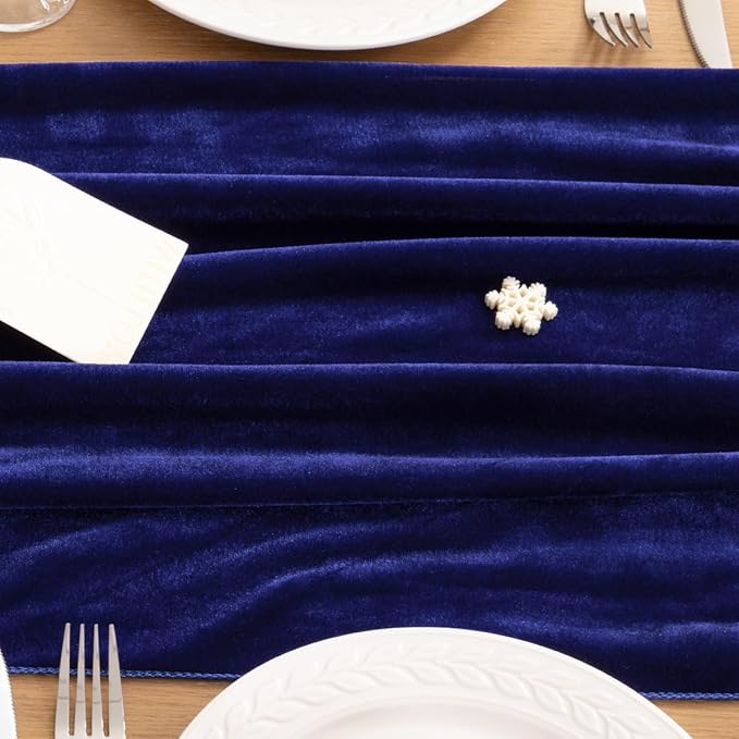 MLMC Royal Blue Velvet Table Runner 10ft Glossy Luxury Velvet Fall Table Runner 20x120 Inches Wedding Runner for Fall Bridal Shower Birthday Party Decor