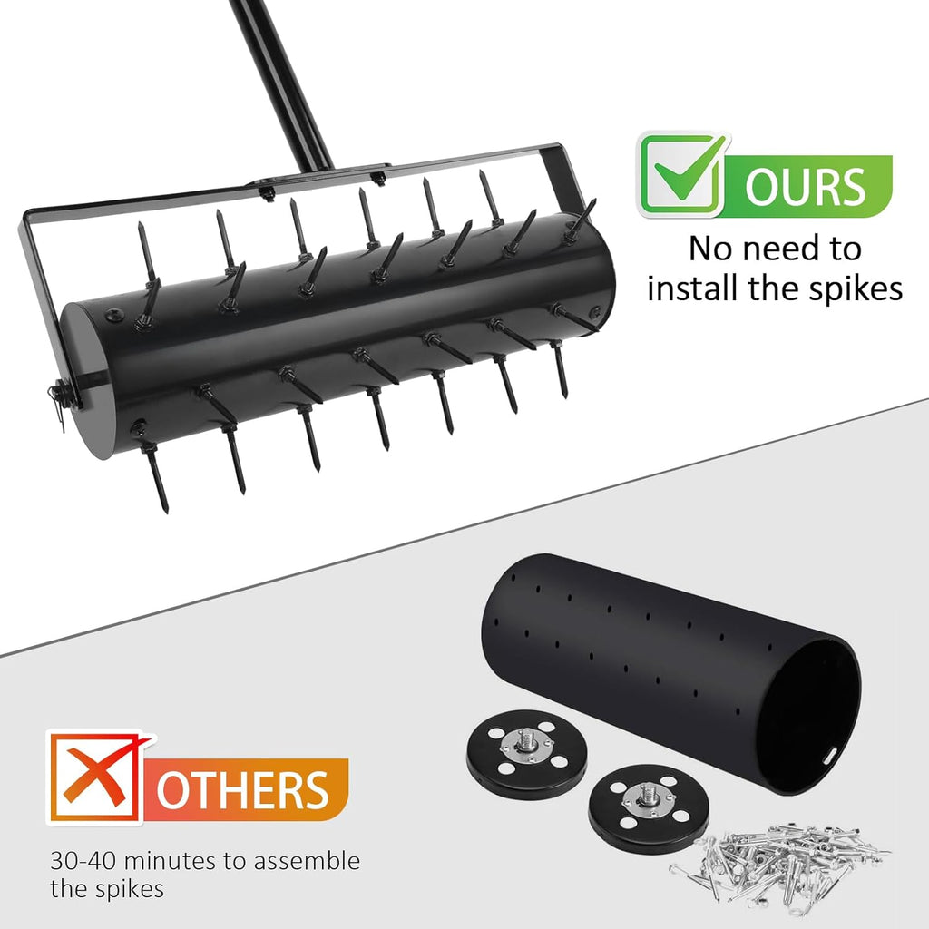 Rolling Lawn Aerator, 42 Spikes Pre-Assembled, Heavy Duty Grass Aerator Tool with Adjustable Handle, Push Grass Aerator for Lawn Care and Healthy Growth