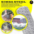 Chicken Wire 18 in x 25 FT x 2” Mesh x 20GA | Poultry Wire Netting | Hot Dipped Galvanised | Hexagonal Galvanized Mesh for Chicken Coop, Rabbit Cage, Fence Barrier PM18x25x2