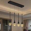 Dining Room Light Fixture 4-Light Black Kitchen Island Lighting Industrial Linear Crystal Chandeliers for Dining Room Pendant Light Fixture for Living Room Hallway Bedroom