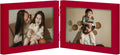 decorUhome Double 6x4 Picture Frame Horizontal, Engineered Wood Bifold Photo Frame with Plexiglass for Tabletop Display, 6x4, Red