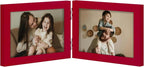 decorUhome Double 6x4 Picture Frame Horizontal, Engineered Wood Bifold Photo Frame with Plexiglass for Tabletop Display, 6x4, Red