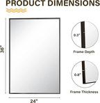 HARRITPURE 24"x36" Framed Bathroom Mirror for Wall Rectangle Mirror Aluminum Alloy Frame Wall-Mounted for Farmhouse Entryway Bedroom Living Room Black