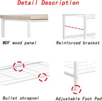 Shoe Rack Organizer 5 Tier for Closet Entryway Free Standing Metal Storage Shoe Shelf with MDF Top Board，White+Oak