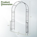 Happygrill Garden Arch Trellis, 7.9 FT Metal Pergola Arbor w/Elegant Pattern & Arc Top Design, Galvanized Metal Pipes, Outdoor Garden Arbor Archway for Parties, Weddings, Ceremony Decoration