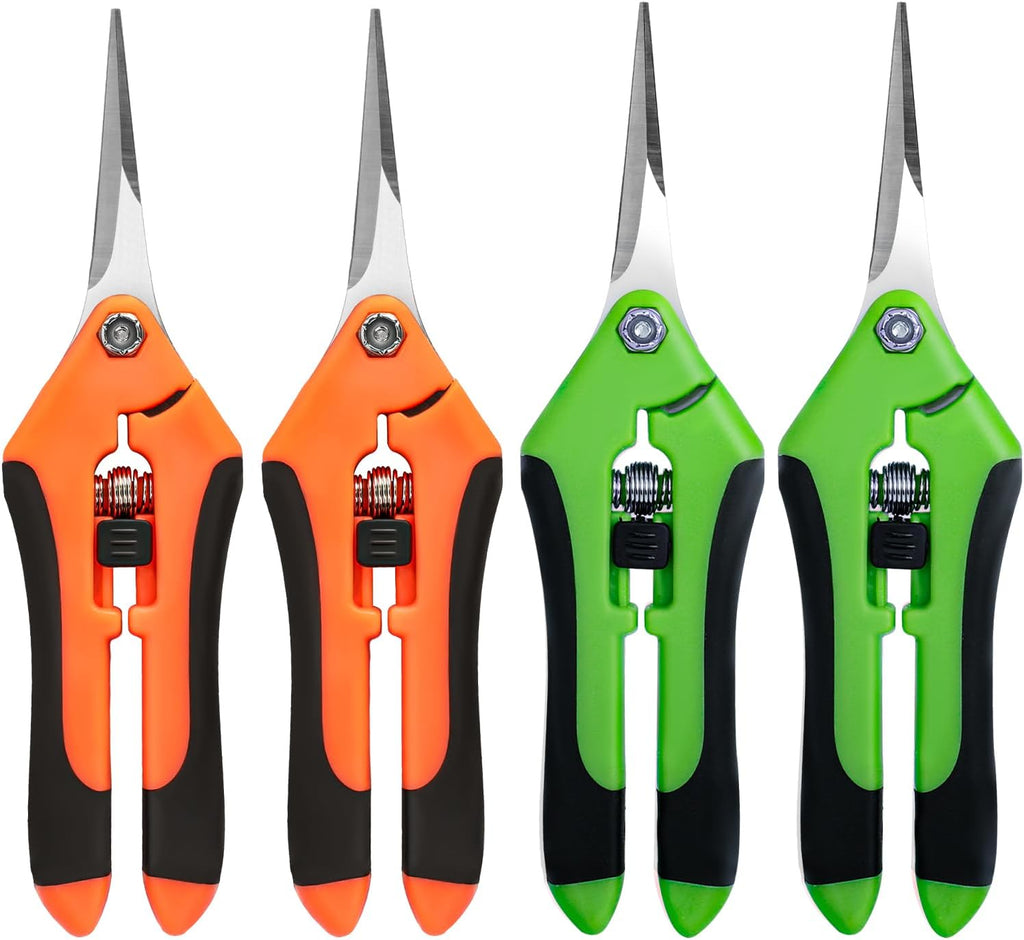 4 Pack Garden Shears, Stainless Steel Shears Gardening Tools, Scissors, Garden Clippers, Pruning Shears for Gardening Shears & Scissors (Orange Green)