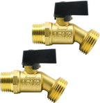 garden hose bibb, npt 1/2 thread inlet 1 inch O.D. thread outlet outdoor spigot, brass shut off valve for water pipe draining rain barrel bucket ibc tank. (2 pcs)