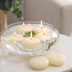 qinxiang 12 Pack Floating Candles, 3” Ivory Unscented Dripless Wax Burning Candles, for Cylinder Vases, Weddings, Party and Holiday