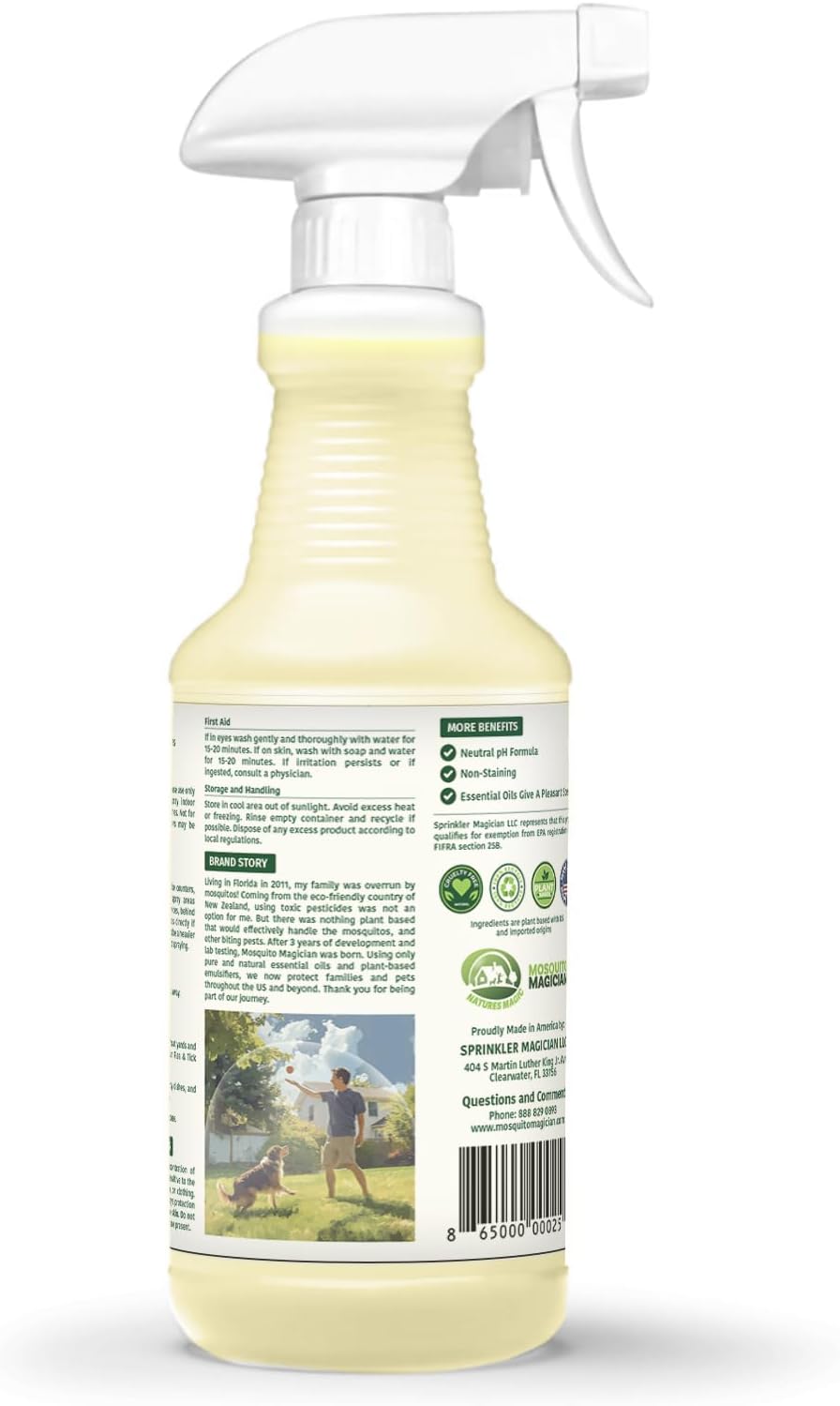 Mosquito Magician Indoor Pest Spray – Design for Indoor Use to Neutralize Spiders, Roaches, Ants & Flies with Plant-Sourced Essential Oils, Efficient Ready to Use Home Pest Spray – Lemongrass, 32 OZ