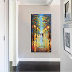 Tyed Art- Large Contemporary Wall Art Landscape Oil Painting On Canvas palette knife Textured Tree Painting hand-painted Acrylic Abstract Landscape wall art modern canvaspainting Living room bedroom hanging bedside ofa background painting 30x60inch