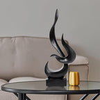 Black Fire Flame Sculpture, Modern Abstract Resin Statue, Art Statue Home Decor for Living Room TV Stand Coffee Table Shelf Accents Decor.