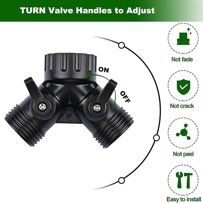 1/2 Inch Drip Irrigation Hose to Faucet Adapter for Drip Irrigation Tubing (.520" ID,.600" – .650" OD), 2 Way Y Water Splitter Connector for 3/4" Inch Garden Hose Spigot Faucet Bib