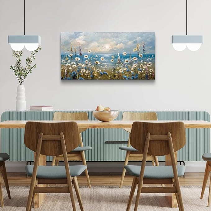 Canvas Wall Art for Living Room Wall Decor for Bedroom Office Modern Hotel Wall Decorations White Flower Landscape Paintings Farmhouse Pictures Artwork Room Aesthetic Home Decor 40x20