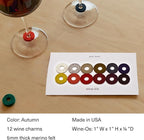 Graf Lantz - Wine-O's Merino Wool Wine Glass Charms (Autumn) 12 Count - Drink Markers with Note Card - Reusable - 12 Colors - Boho Style - Home Decor, Party Favors & Vacation Essentials - 5mm Felt