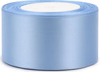Lake Blue Solid Satin Ribbon 2 Inch 25 Yards Solid Polyester Fabric Ribbon for Gift Wrapping Wedding Christmas Baby Shower Birthday Party Decoration Handmade Immortal Flower Craft