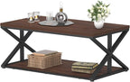 Launica Coffee Table with Storage, Modern Living Room Table, Minimalist Rectangle Center Table, Industrial Vintage Wood Tea Tables, 39 Inch, Walnut