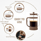 Utopia Kitchen 12 Ounce 0.35 Liter French Press Coffee Maker, Tea Maker, Travel Coffee Presses, Heat Resistant Thickened Borosilicate Coffee Pot for Camping Travel Gifts, Brown Pack of 1