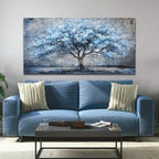 Canvas Wall Art for Living Room Large Wall Decor for Office Bedroom Decorations Blue Tree Landscape Pictures Abstract Paintings Artwork Room Wall Mural Aesthetic Home Decor 30x60 in