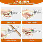 Ainiv 2Pack Pruning Shears, 1 Bypass Garden Clippers and 1 Straight Blade Floral Shears, Professional Flower Clippers, Lightweight & Ergonomic Gardening Scissors for Plants, Hedges and Flowers