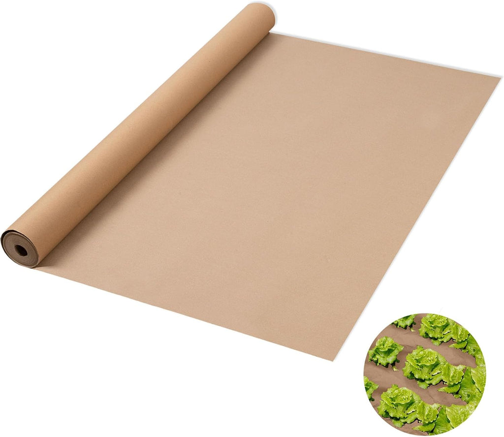 4 x 100 Ft Biodegradable Paper Weed Barrier Heavy Duty Biodegradable Landscape Fabric Garden Bed Grass Garden Paper Weed Control Barrier Weed Paper for Landscaping
