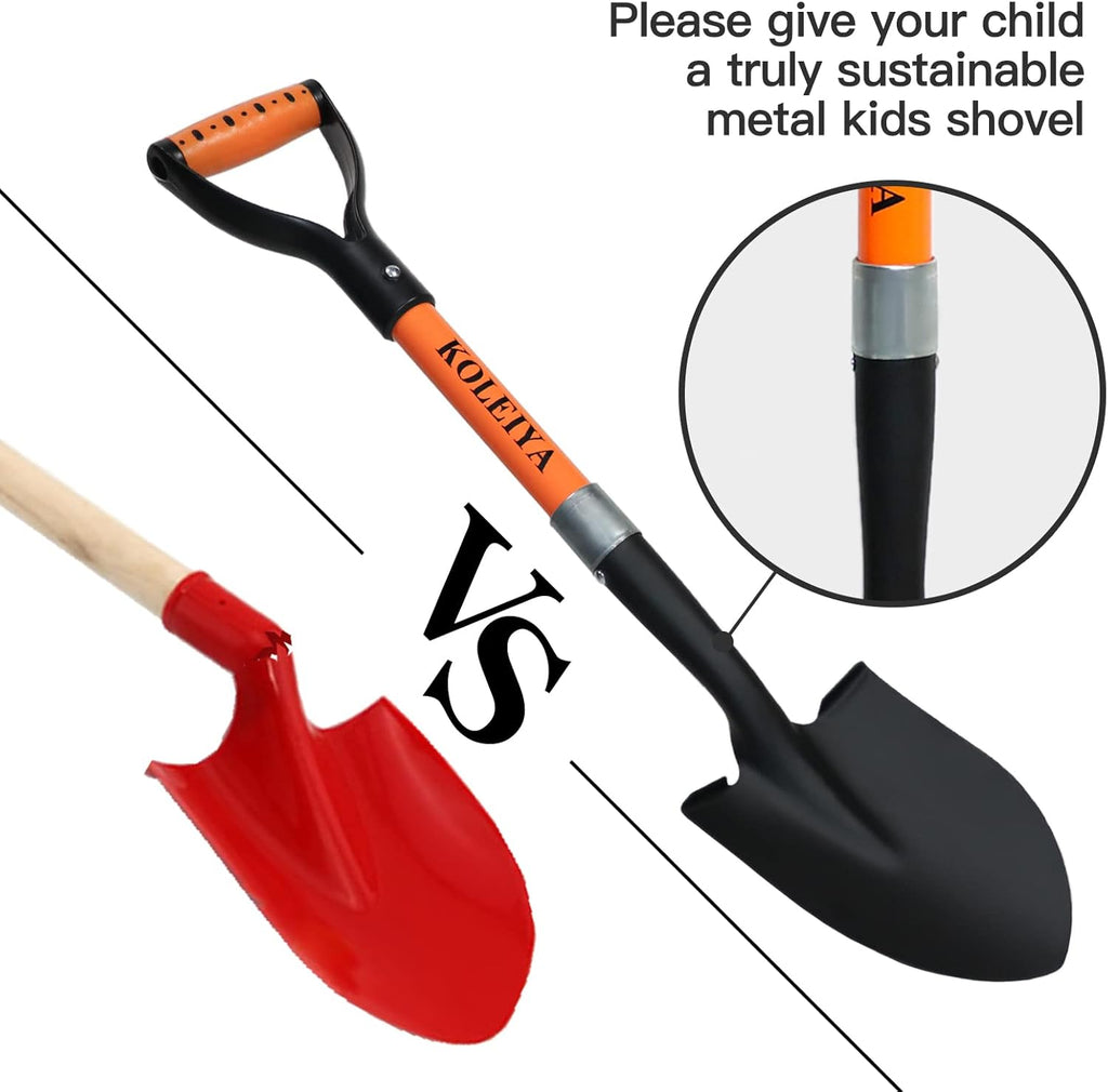 Kids Shovel, Small Shovels for Digging, Overall Length 28 Inches, Mini D Handle Shovel,Gardening Shovels,Matel Beach Shovel,Camping Shovel Matel+Fiberglass
