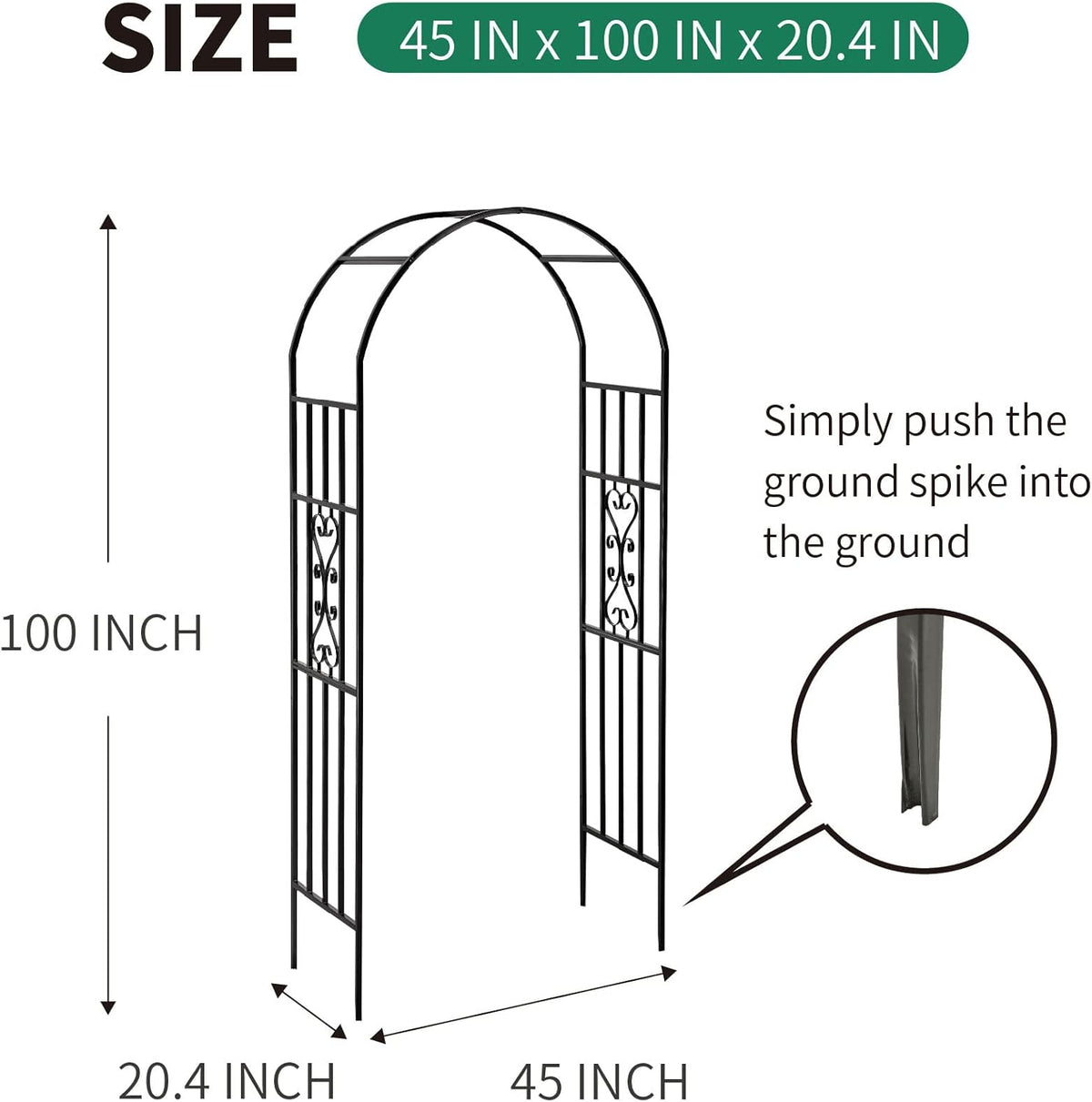 Metal Pergola Arbor, 100" H x 45" W Garden Arch Archway for Wedding Ceremony Party Curved Iron Plants Trellis Stand Use for Outdoor Garden Climbing Plants