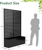 2PCS Metal Planter Box with Trellis,70.9"x47.2"x15.7" Raised Garden Bed with Drainage Holes, Privacy Planters for Outdoor, Garden Bed for Climbing Plants,Vegetables,and Vines, Black-louvered