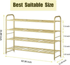 LINZINAR Shoe Rack 4 Tier Storage Organizer for Closet Entryway Metal Gold