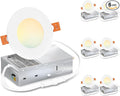 LVWIT 6 Pack 3 Ince LED Recessed Light, 7W 5CCT Ultra-Thin Dimmable Can Lights with Junction Box, High Brightness Canless Wafer Downlight for Kitchen Hallway Dining Room