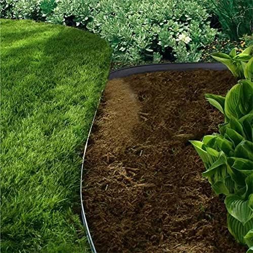 Garden Edging，40FT Landscape Edging with 25 Spikes for Lawn 1.5 Inch Tall (Black, 40FT)