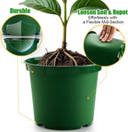 3 Gallon Plastic Nursery Pots, 10 Inch Round Plant Pots with Drainage Holes, 10 Pack Planting Pot for Outdoor Indoor Plants, Gardening Gifts for Women, Green