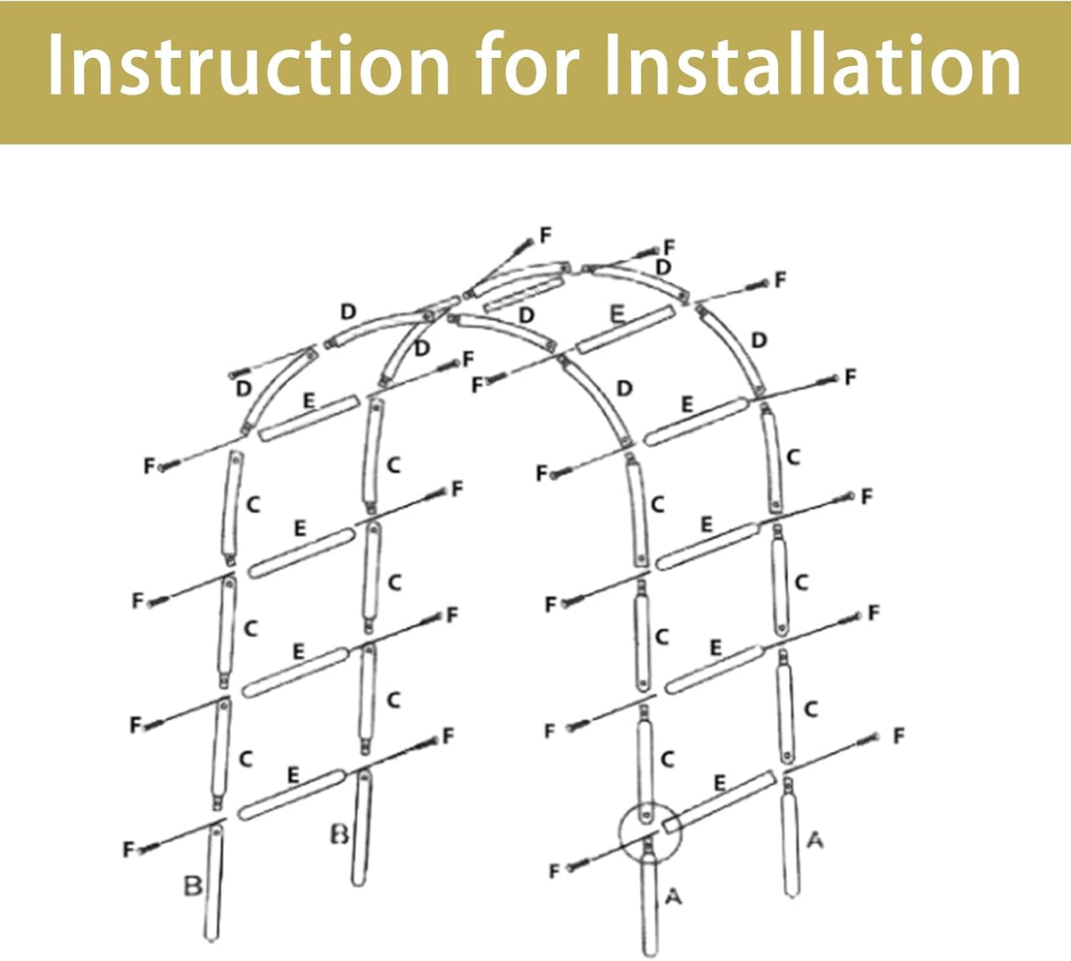 Adorox 7.8ft Garden Arch Trellis for Climbing Plants, Metal Arch Frame, Pumpkin Archway Outdoor Garden Arbors and Arches for Halloween Christmas Birthday Party Baby Shower Decoration(Black)