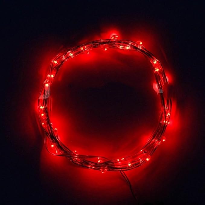 ANJAYLIA String Lights, 16.5Ft/5M 50leds Bright Light Party Home Festival Decorations Battery Operated Lights(Red)