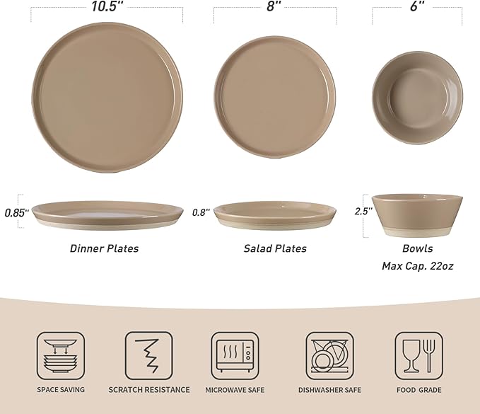 Famiware Saturn Speckled Dinnerware Sets for 4 (12 Pieces), Stoneware Plates and Bowls Dish Set - Chip and Scratch Resistant, Microwave and Dishwasher Safe, Multi-color