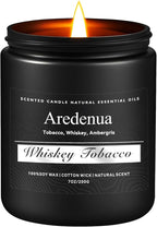 Whiskey Tobacco Candle, Manly Soy Candles for Home Scented, Masculine Scented Candles Aromatherapy Gifts for Men - 7oz Manly Candle, 50 Hours Burn Time, Perfect for Creating Relaxing Atmosphere